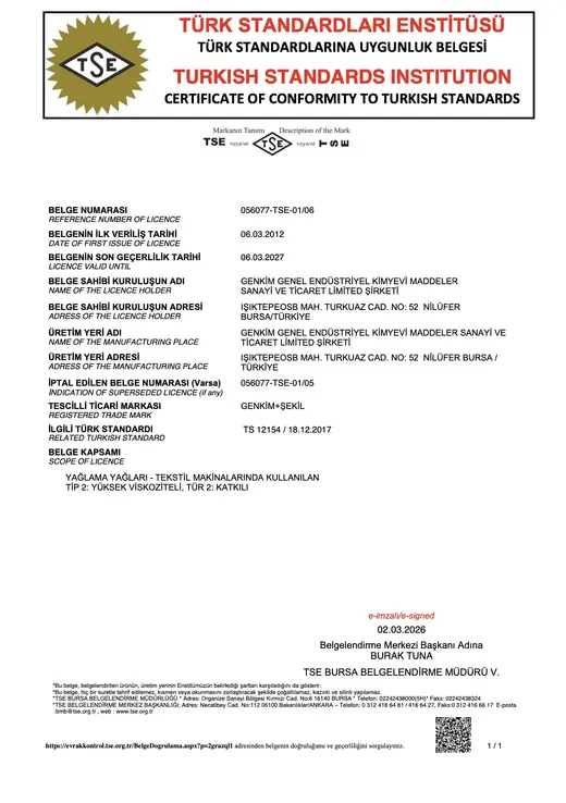 TSE 12154 sertifikası